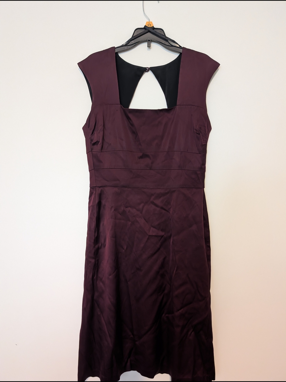 Donna Ricco Deep Plum Cap-Sleeve Midi Dress